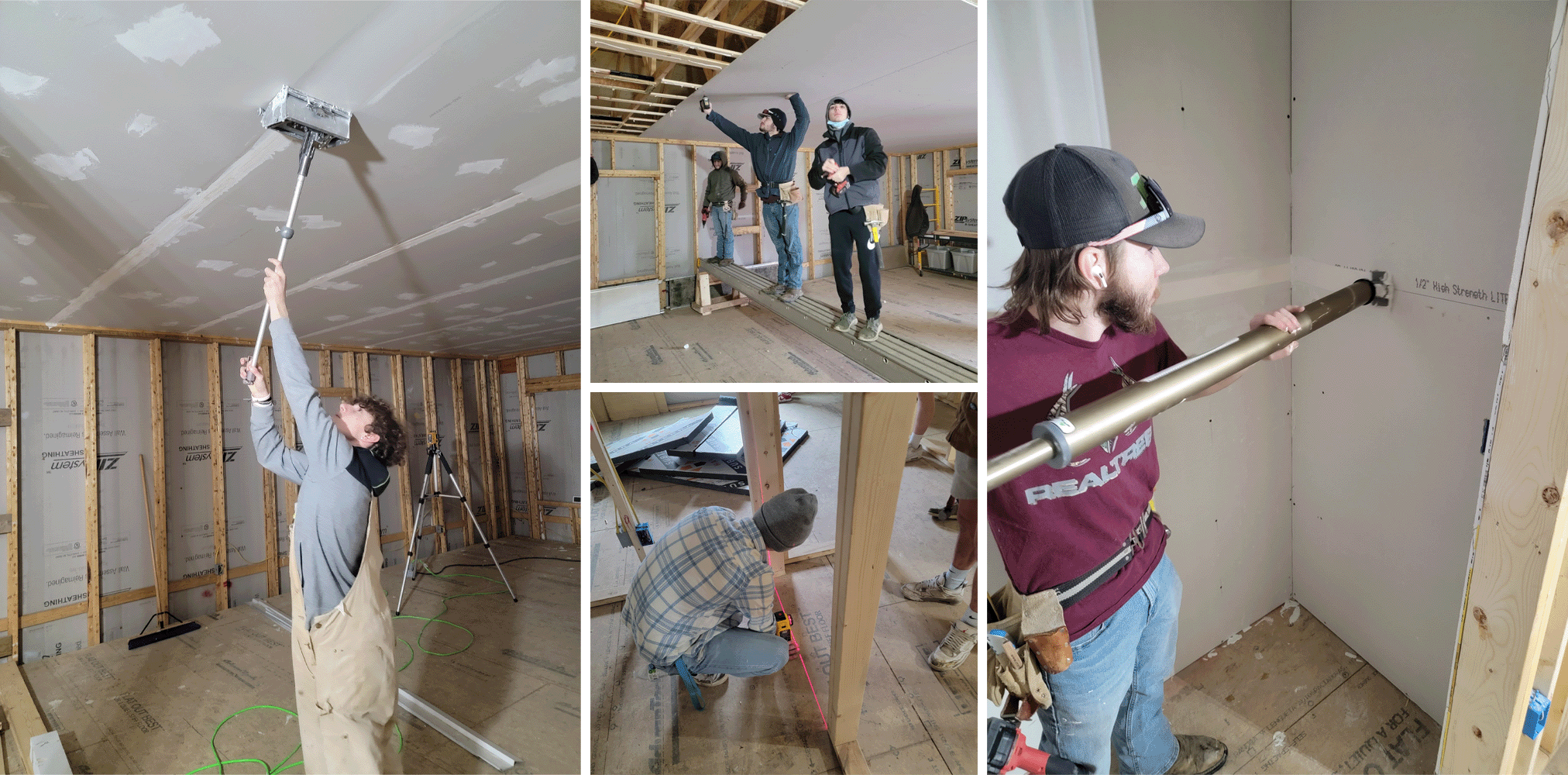 High school students working on construction job site