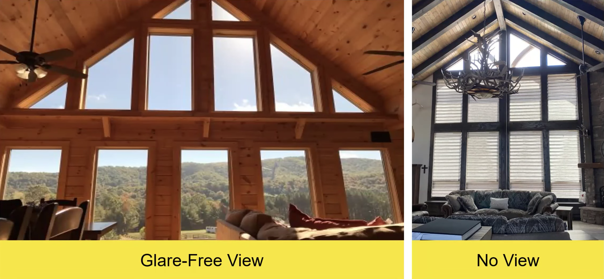 Windows from inside glare versus no glare