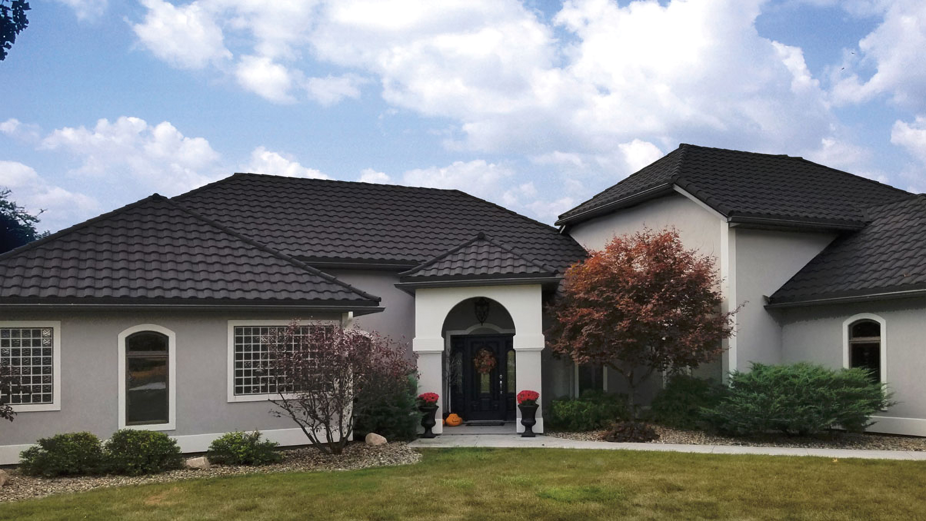 United Steel Stone-Coated Steel Roofing in the Barrel-Vault style in Charcoal 