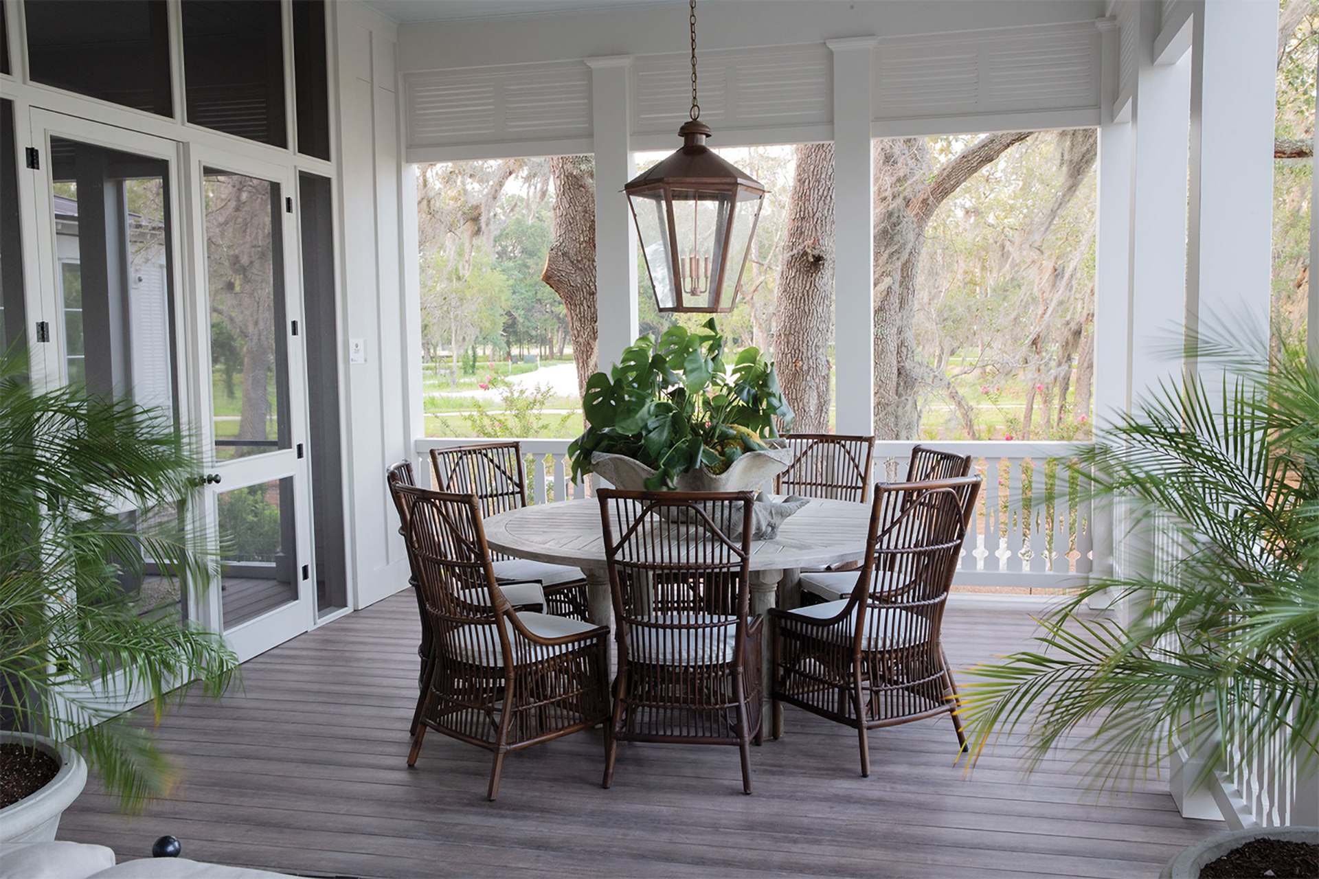 Deck chairs surrounding table