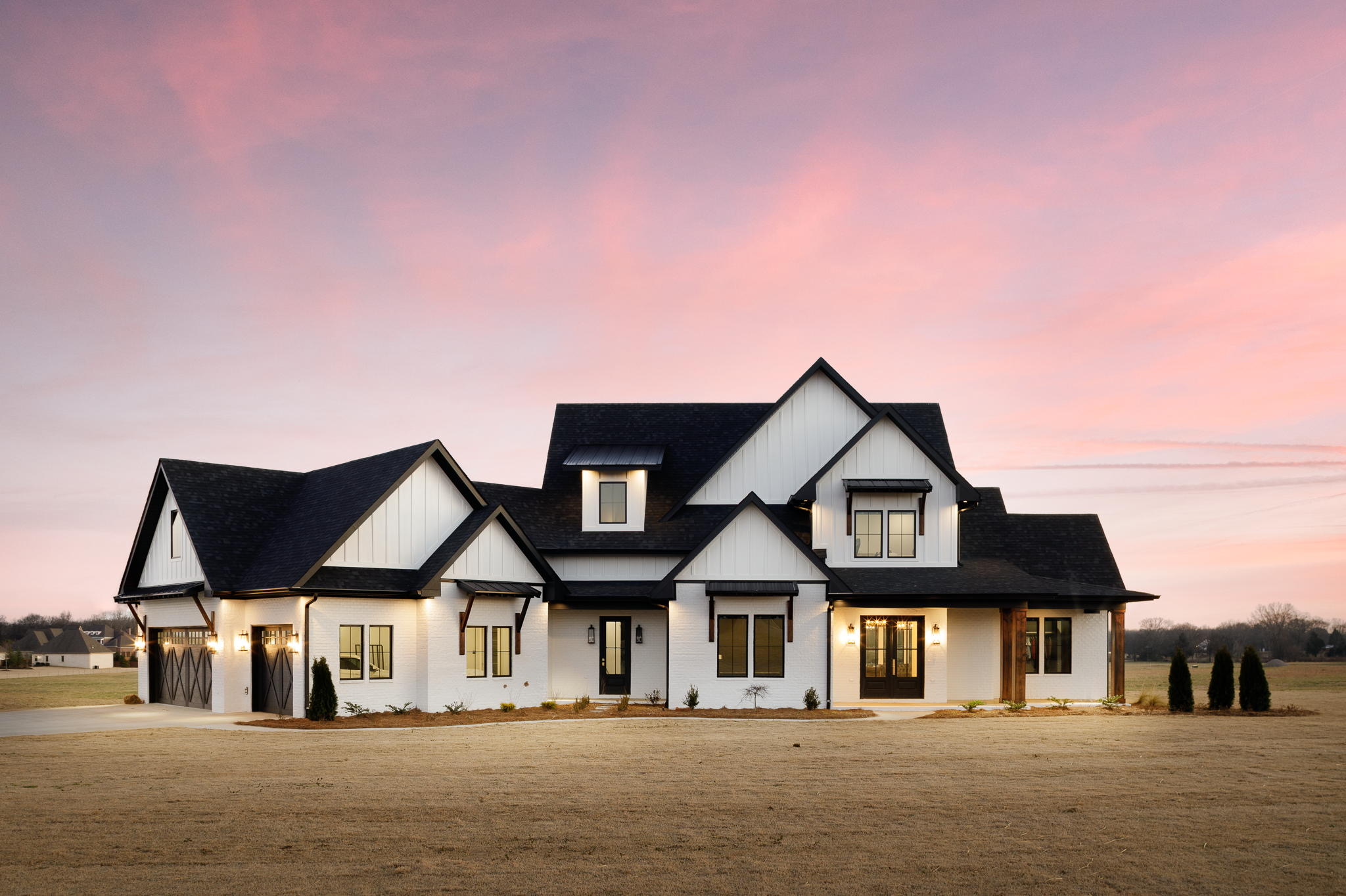 The Grove single-family home at sunset