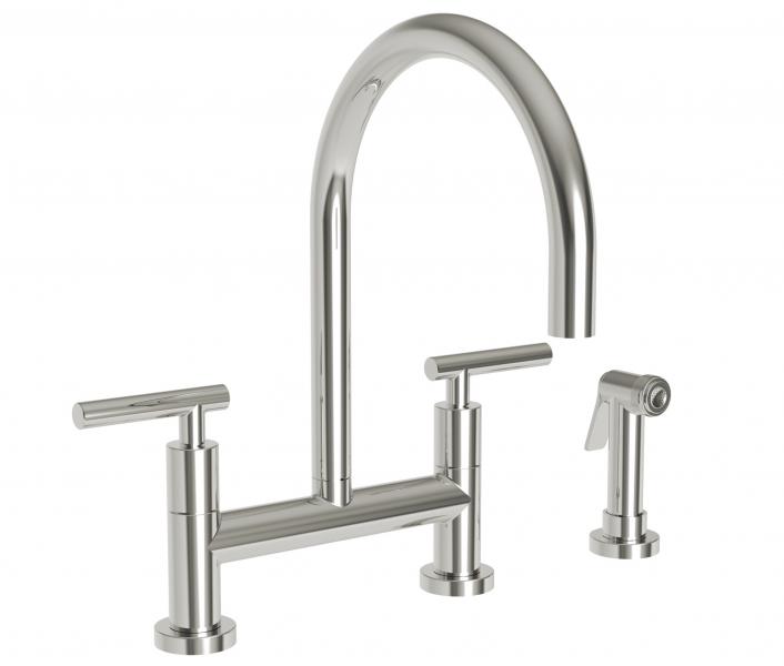 Newport Brass East Linear Bridge Faucet with side spray silo