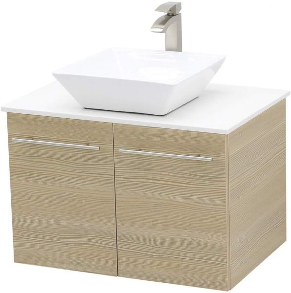 WindBay 30 inch Wall Mount Floating Bathroom Vanity Sink white stone top