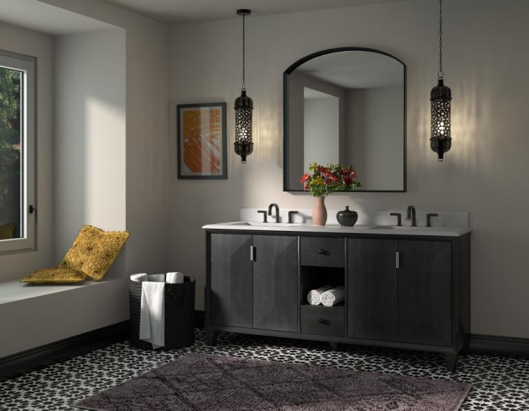 BEMMA Luxury Vanity Collection Zanzi Model bathroom installation With towels pillows