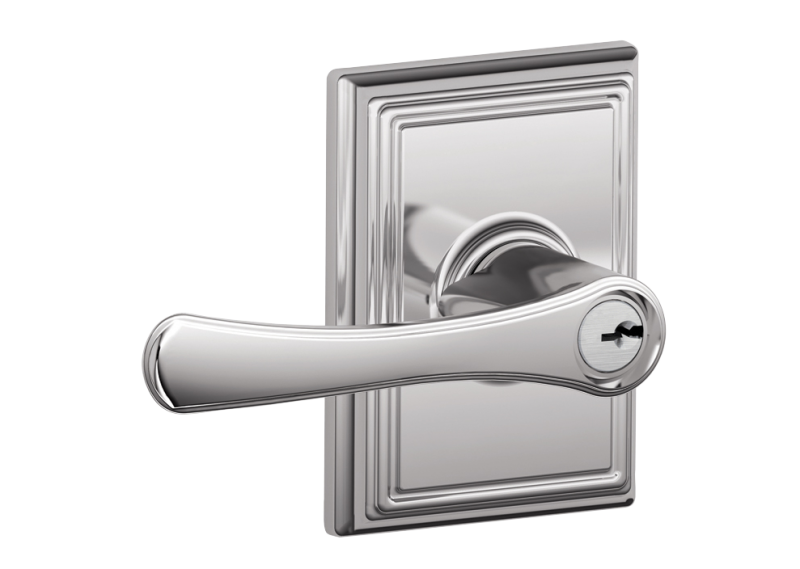 Schlage Avila Keyed Door Lever with Addison trim silo