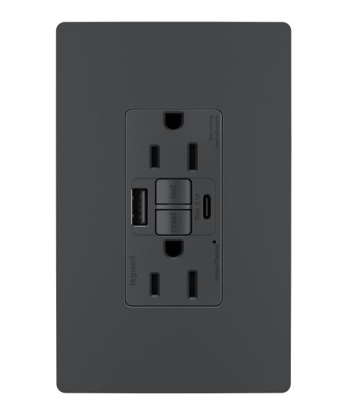 Legrand GFCI USB outlet black