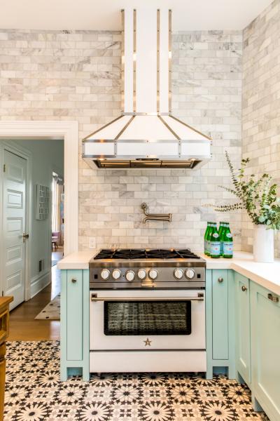 Gold white ventilation kitchen hood