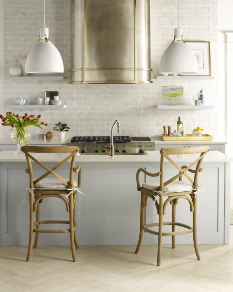 Oval range hood nickel brass kitchen