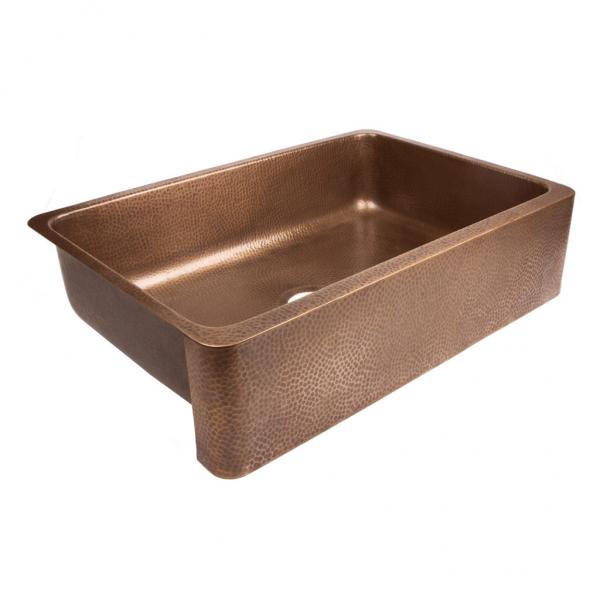 Hammered copper farmhouse sink