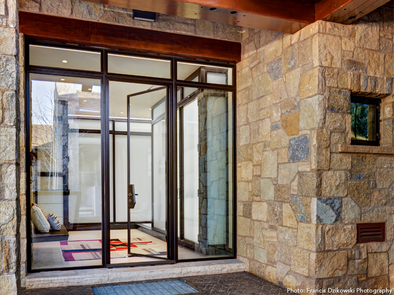 Steel frame windows home entryway