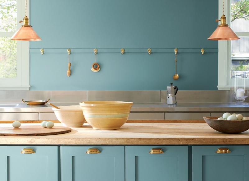 Benjamin Moore kitchen cabinets teal