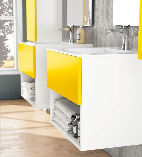 Yellow wall mount vanity