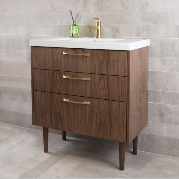 lacava walnut mid century bath vanity