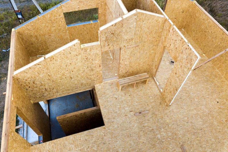 OSB panel on framed house