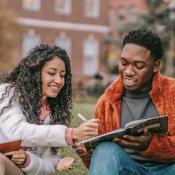 University students studying on campus