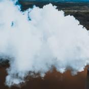 Smoke coming out of chimney stock image