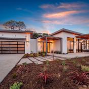 Prefab, Modular home in California at sunset