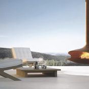 Gyrofocus suspended wood-burning outdoor fireplace by Focus Fires