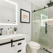 White and modern remodeled bathroom