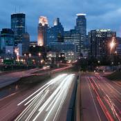 Cars leaving city