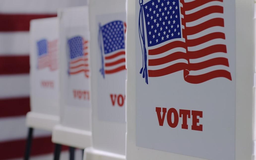 A row of voting booths