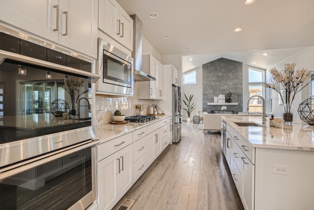 Modern interior clean white kitchen, Thrive Home Builders