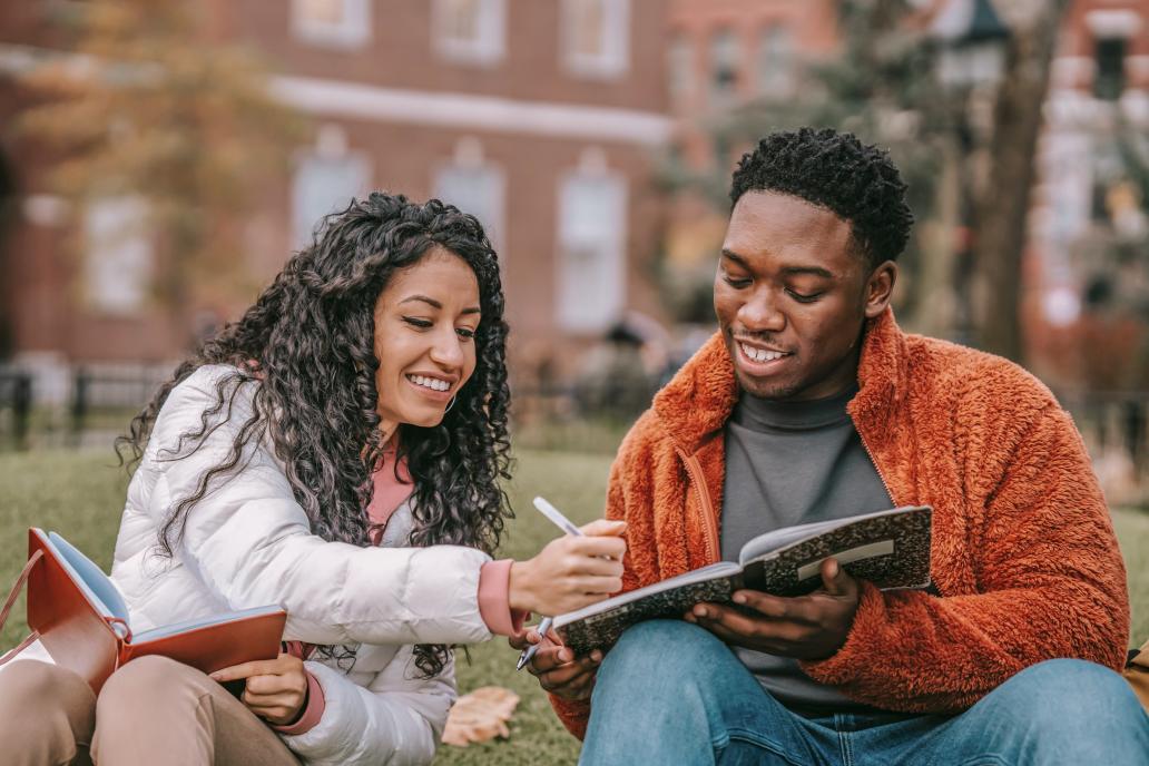 University students studying on campus