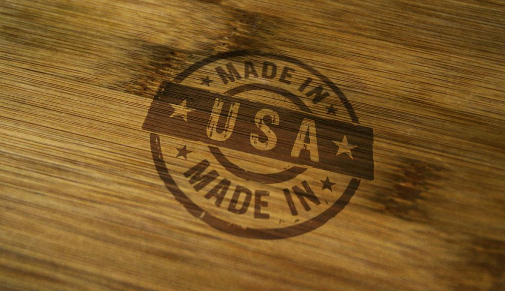 Made in America stamped onto wood