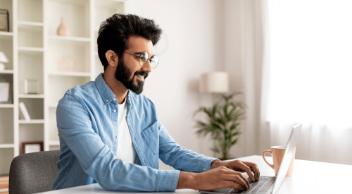 Man working from home office post-pandemic