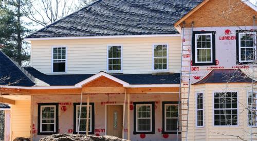 Exterior of single-family home under construction