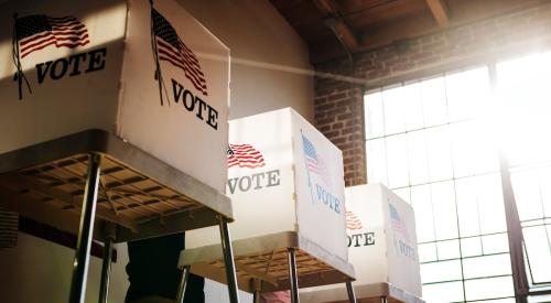 Row of voting booths for the presidential election