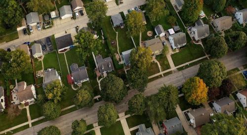 Aerial view of residential neighborhood