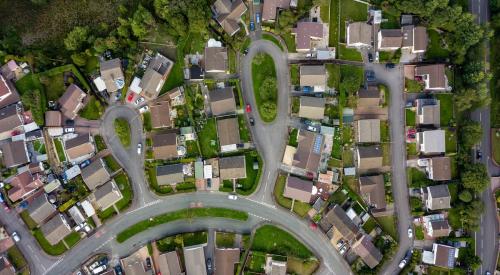 Aerial view of residential neighborhood