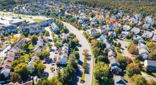 Aerial view of residential neighborhood