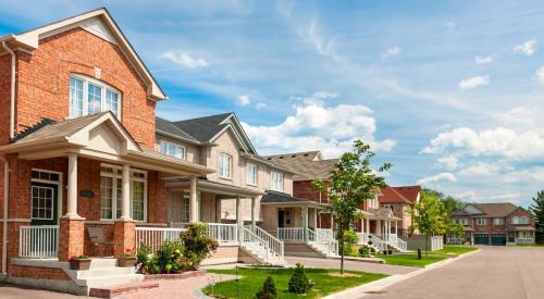 Street view of suburban neighborhood