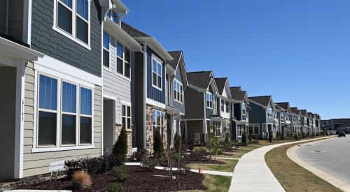 Row of houses from the sidewalk