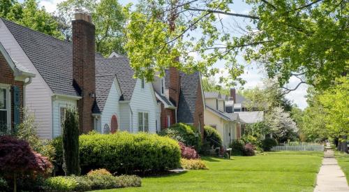 Street view of a residential neighborhood