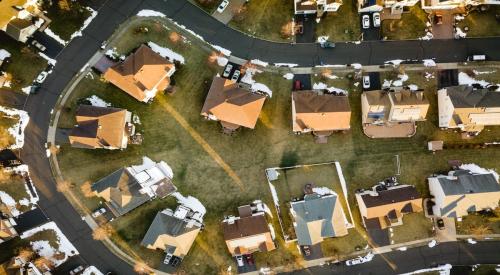 Aerial view of residential neighborhood