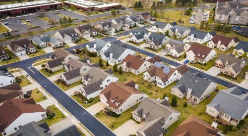 Aerial view of residential neighborhood