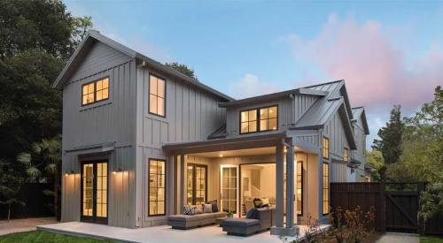 Andersen 100 Series doors and windows on a grey home in California