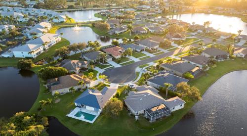 An aerial view of a residential neighborhood in Florida