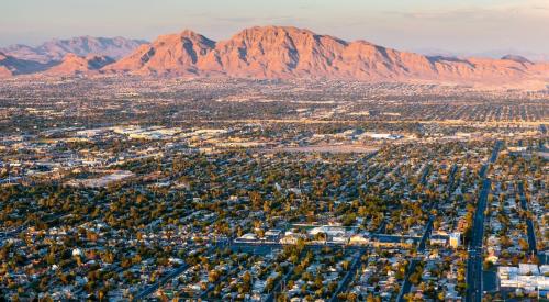 View of Las Vegas homes with mountains in the background