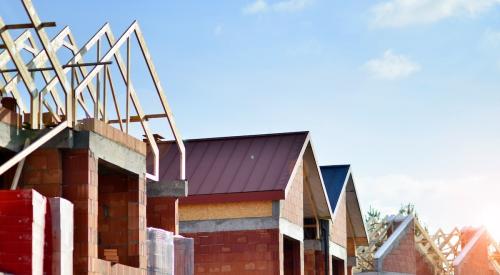 A row of homes under construction