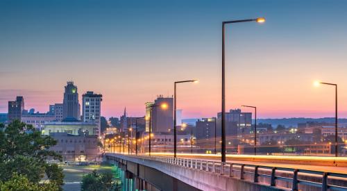 Youngstown, Ohio skyline during sunset