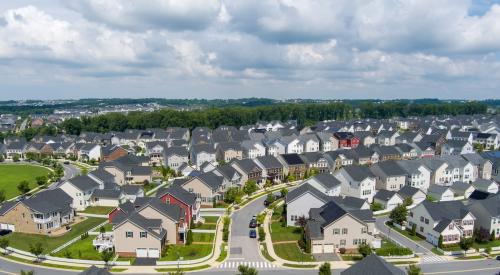 Aerial view of suburban area