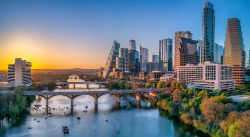 Austin, Texas skyline at sunset