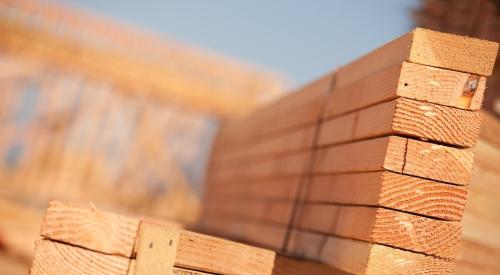 Stacks of lumber in a lumberyard 