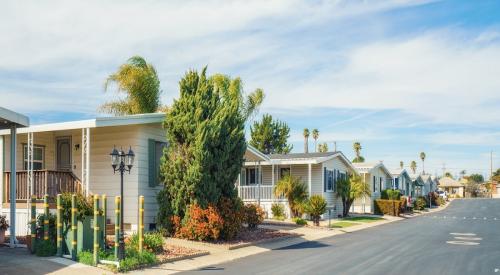 A row of manufactured houses