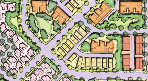 DTJ Design's Narrow Lot Plan 2 site plan is an example of New Urbanism