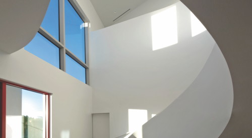 sculptural staircase design detail in a Sarasota custom home by Michael K. Walker & Associates